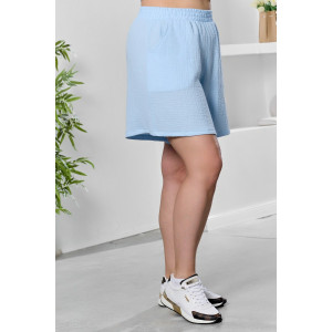 Шорты женские "Вуаль-3" муслин (р-ры: 48-58) голубой