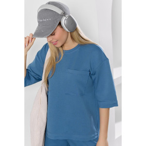 Костюм двойка женский "Терра" футер вискозный (р-ры: 44-54) индиго