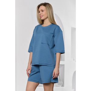 Костюм двойка женский "Терра" футер вискозный (р-ры: 44-54) индиго