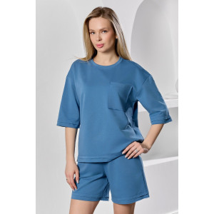 Костюм двойка женский "Терра" футер вискозный (р-ры: 44-54) индиго