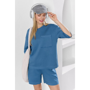 Костюм двойка женский "Терра" футер вискозный (р-ры: 44-54) индиго