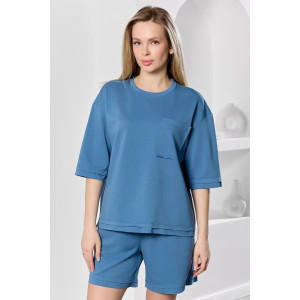 Костюм двойка женский "Терра" футер вискозный (р-ры: 44-54) индиго