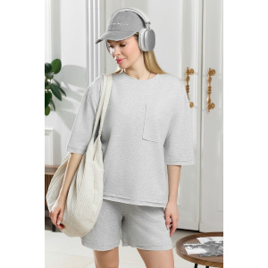 Костюм двойка женский "Терра" футер вискозный (р-ры: 44-54) серый меланж