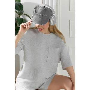 Костюм двойка женский "Терра" футер вискозный (р-ры: 44-54) серый меланж