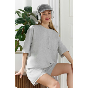 Костюм двойка женский "Терра" футер вискозный (р-ры: 44-54) серый меланж