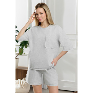 Костюм двойка женский "Терра" футер вискозный (р-ры: 44-54) серый меланж