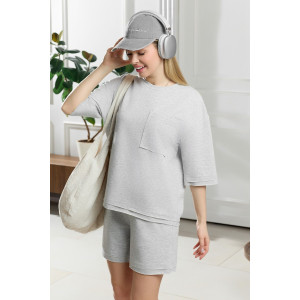 Костюм двойка женский "Терра" футер вискозный (р-ры: 44-54) серый меланж