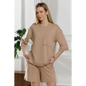 Костюм двойка женский "Терра" футер вискозный (р-ры: 44-54) бежевый