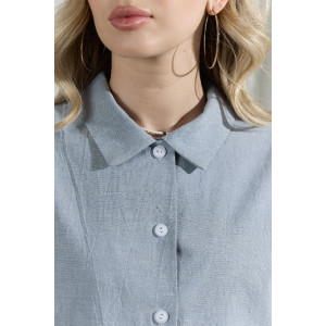 Костюм двойка женский "Ангелина-1" фактурный трикотаж (р-ры: 44-54) серо-синий меланж