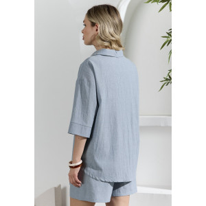 Костюм двойка женский "Ангелина-1" фактурный трикотаж (р-ры: 44-54) серо-синий меланж