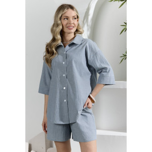 Костюм двойка женский "Ангелина-1" фактурный трикотаж (р-ры: 44-54) серо-синий меланж