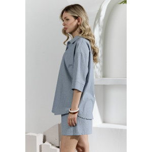 Костюм двойка женский "Ангелина-1" фактурный трикотаж (р-ры: 44-54) серо-синий меланж