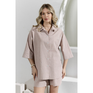 Костюм двойка женский "Ангелина-1" фактурный трикотаж (р-ры: 44-54) миндаль меланж