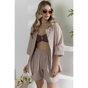 Костюм двойка женский "Ангелина-1" фактурный трикотаж (р-ры: 44-54) миндаль меланж