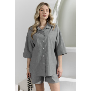 Костюм двойка женский "Ангелина-1" фактурный трикотаж (р-ры: 44-54) серый меланж