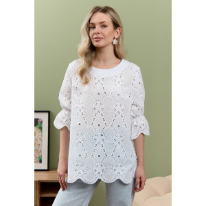 Блузка женская "Милица-1" плательная ткань (р-ры: 46-56) белый-4