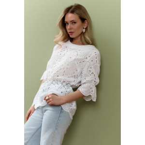 Блузка женская "Милица-1" плательная ткань (р-ры: 46-56) белый-4