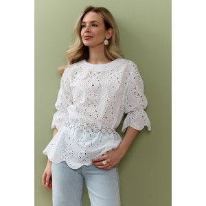 Блузка женская "Милица-1" плательная ткань (р-ры: 46-56) белый-4