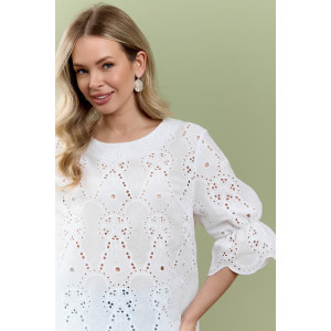 Блузка женская "Милица-1" плательная ткань (р-ры: 46-56) белый-4