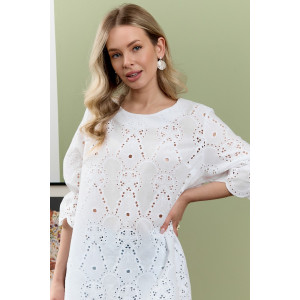 Блузка женская "Милица-1" плательная ткань (р-ры: 46-56) белый-4