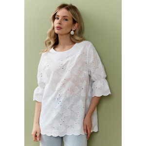 Блузка женская "Милица-1" плательная ткань (р-ры: 46-56) белый-3