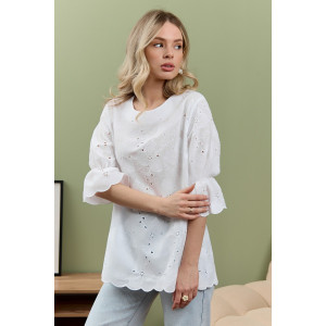 Блузка женская "Милица-1" плательная ткань (р-ры: 46-56) белый-3