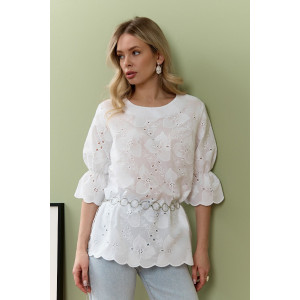 Блузка женская "Милица-1" плательная ткань (р-ры: 46-56) белый-3