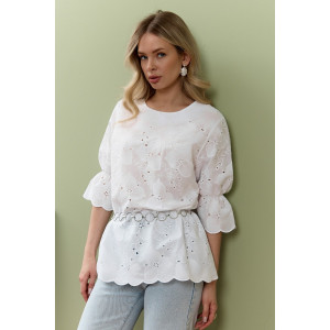 Блузка женская "Милица-1" плательная ткань (р-ры: 46-56) белый-3