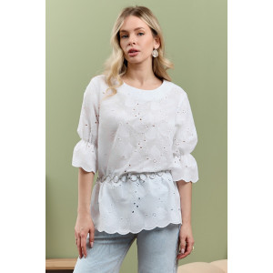 Блузка женская "Милица-1" плательная ткань (р-ры: 46-56) белый-3