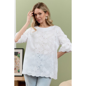 Блузка женская "Милица-1" плательная ткань (р-ры: 46-56) белый-3