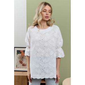 Блузка женская "Милица-1" плательная ткань (р-ры: 46-56) белый-3