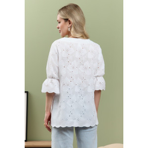 Блузка женская "Милица-1" плательная ткань (р-ры: 46-56) белый-3