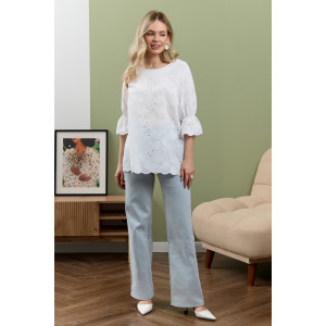 Блузка женская "Милица-1" плательная ткань (р-ры: 46-56) белый-3