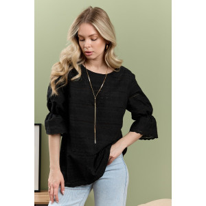 Блузка женская "Милица-1" плательная ткань (р-ры: 46-56) черный-7