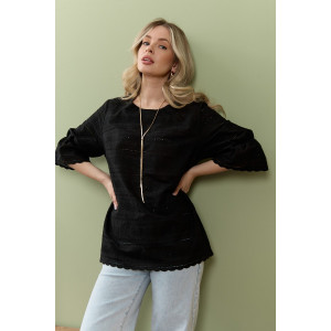 Блузка женская "Милица-1" плательная ткань (р-ры: 46-56) черный-7