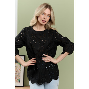 Блузка женская "Милица-1" плательная ткань (р-ры: 46-56) черный-4