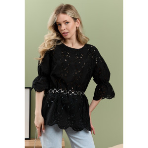 Блузка женская "Милица-1" плательная ткань (р-ры: 46-56) черный-4