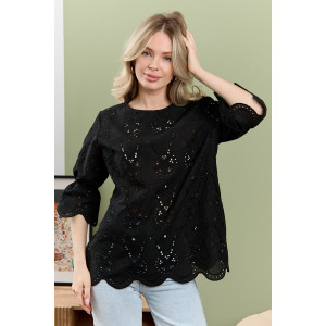 Блузка женская "Милица-1" плательная ткань (р-ры: 46-56) черный-4