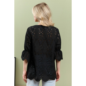 Блузка женская "Милица-1" плательная ткань (р-ры: 46-56) черный-4