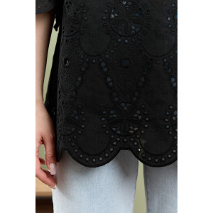 Блузка женская "Милица-1" плательная ткань (р-ры: 46-56) черный-4