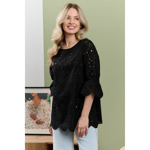 Блузка женская "Милица-1" плательная ткань (р-ры: 46-56) черный-4