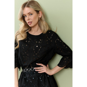 Блузка женская "Милица-1" плательная ткань (р-ры: 46-56) черный-4