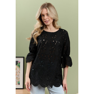 Блузка женская "Милица-1" плательная ткань (р-ры: 46-56) черный-4