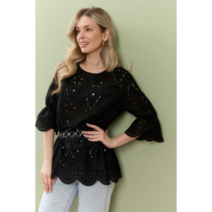 Блузка женская "Милица-1" плательная ткань (р-ры: 46-56) черный-4