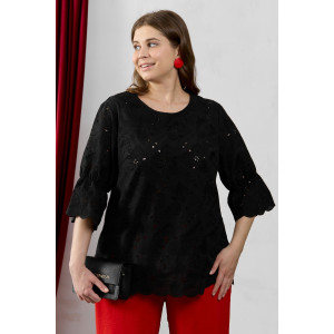 Блузка женская "Милица-1" плательная ткань (р-ры: 46-56) черный-3