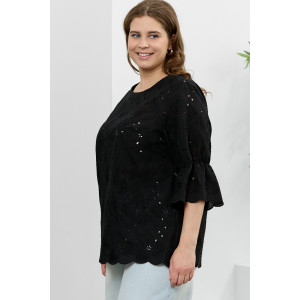 Блузка женская "Милица-1" плательная ткань (р-ры: 46-56) черный-3