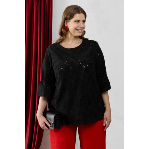 Блузка женская "Милица-1" плательная ткань (р-ры: 46-56) черный-3