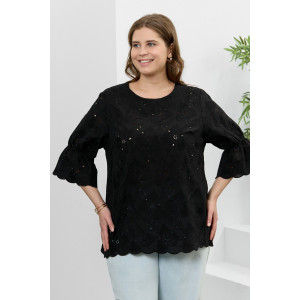 Блузка женская "Милица-1" плательная ткань (р-ры: 46-56) черный-3