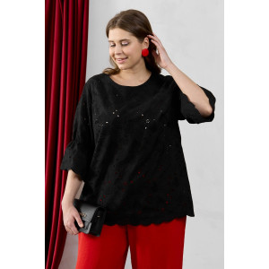 Блузка женская "Милица-1" плательная ткань (р-ры: 46-56) черный-3