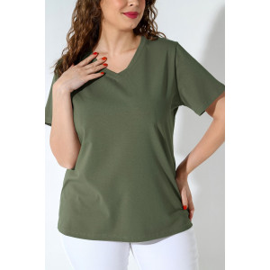Футболка женская "Базис-5" кулирка с лайкрой (р-ры: 48-58) хаки